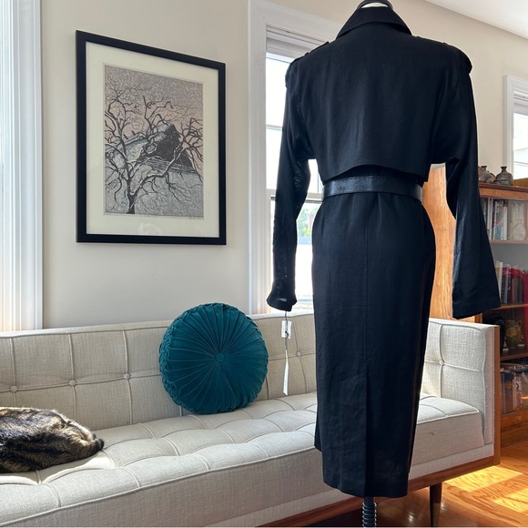 VTG 90’s Linen Trench Coat - Picture 2 of 7